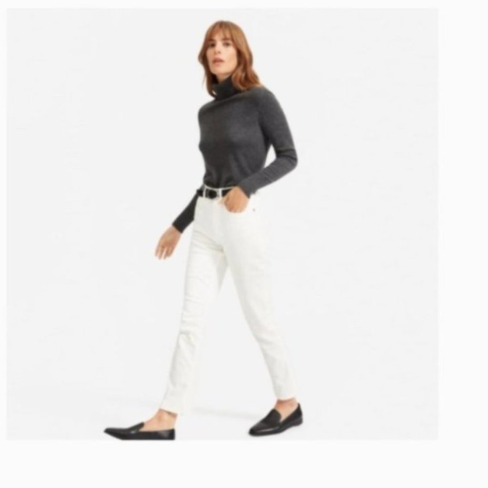 Everlane High Rise Straight Cheeky White Jean 25